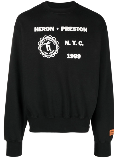 Heron Preston Medieval Heron Oversize Crewneck Sweatshirt In Black