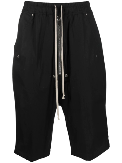 Rick Owens Ricks Bela Drawstring Track Shorts In Black