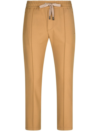 Dolce & Gabbana Wool-gabardine Track Trousers In Beige