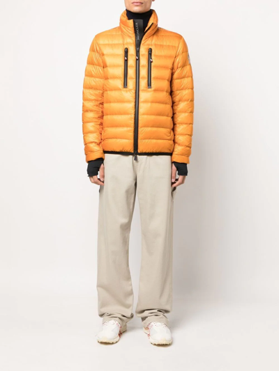 Moncler Logo-patch Padded Down Jacket In Yellow