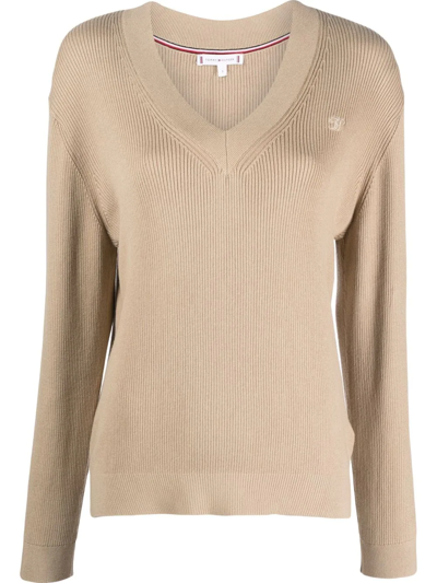 Tommy Hilfiger Ribbed-knit Jumper In Nude
