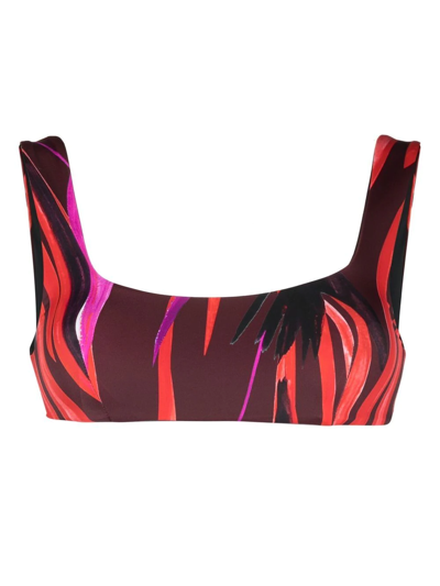 Louisa Ballou Orchid-print Scoop-neck Bikini Top In Multi
