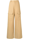 Stella Mccartney Wide-leg Flap-pocket Trousers In Neutrals