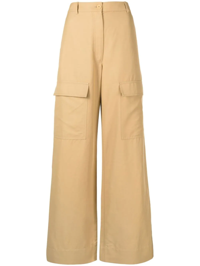 Stella Mccartney Wide-leg Flap-pocket Trousers In Neutrals