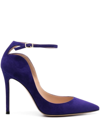 Gianvito Rossi Curve Ankle Strap Pointed Toe Pump In Purple