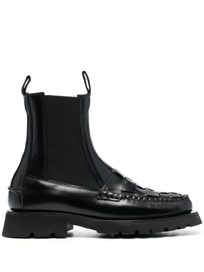 Hereu Interwoven-detail Leather Ankle Boots In Black