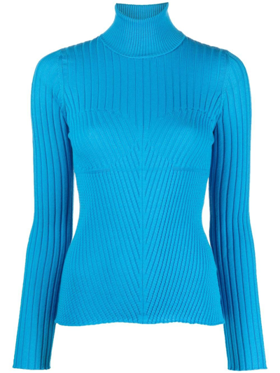 Act N°1 Ribbed Knit Roll Neck Jumper In Blau