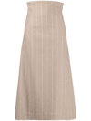 Litkovskaya Pinstripe A-line Skirt In Braun
