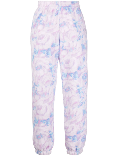 Martine Rose Textured Floral-print Track Pants In Purple