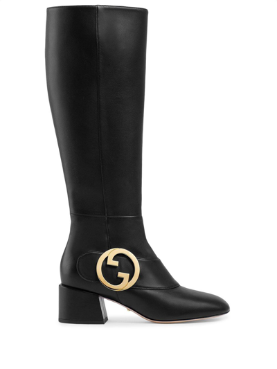 Gucci Blondie Classic Tall Leather Boots In Nero ModeSens