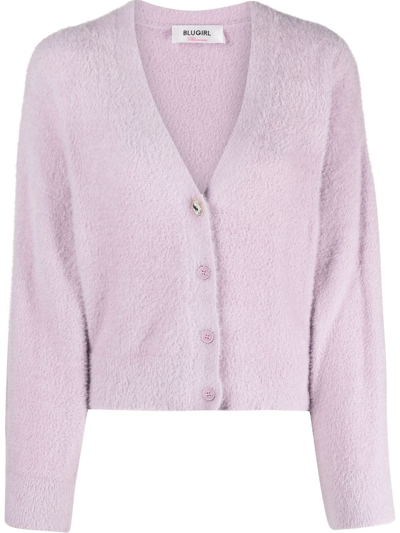 Blugirl Wide-sleeve Knit Cardigan In Lilac