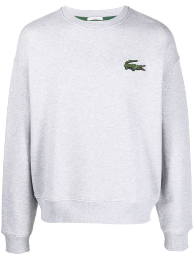 Lacoste Mens Crew Neck Fleece Sweatshirt In Grau