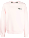 Lacoste Crocodile-patch Crewneck Sweatshirt In White