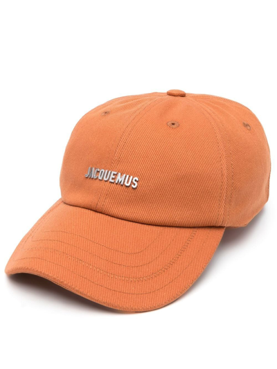 Jacquemus Logo-plaque Baseball Cap In Orange