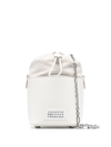Maison Margiela Chalk Leather And Canvas Mini 5ac Bucket Bag In Weiss