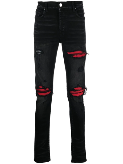Amiri Plaid Mx2 Skinny Fit Jean Aged Black In Schwarz