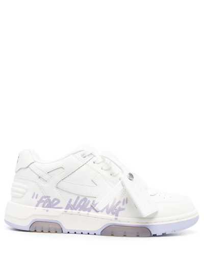 Off-white Out Of Office For Walking Printed Leather Sneakers In White