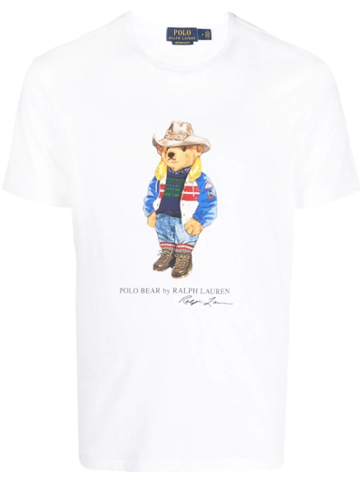 Polo Ralph Lauren Polo Bear Print Detail T-shirt In White 1