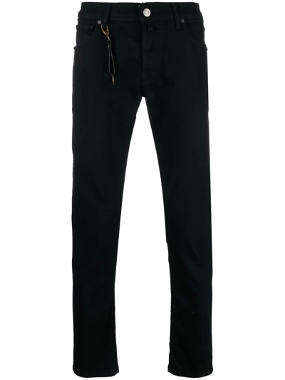 Incotex Logo-patch Slim-fit Jeans In Black