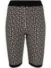 Balmain Monogram-print Knitted Shorts In Beige