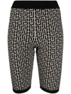 Balmain Monogram Jacquard Zipped Cycling Shorts In Nude