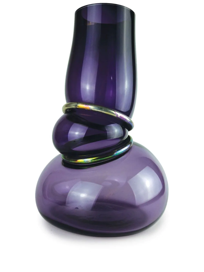 Vanessa Mitrani Double Ring Glass Vase In Dark Violet
