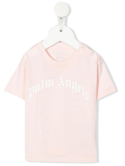 Palm Angels Babies' Logo-print Cotton T-shirt In Rosa