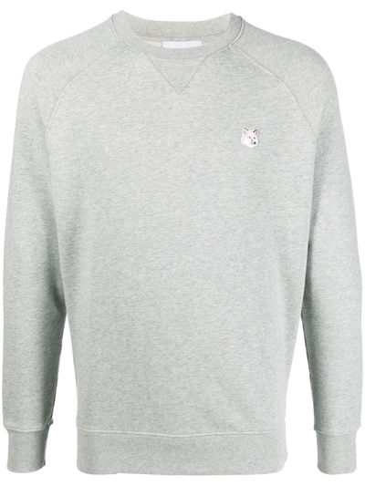 Maison Kitsuné Chest Logo-patch Detail Sweatshirt In Grau