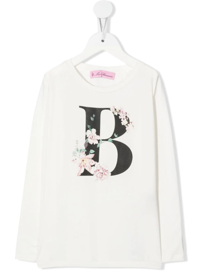Miss Blumarine Logo-print Long-sleeve T-shirt In Weiss