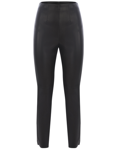 Philosophy Black Faux Leather Skinny Trousers In Nero