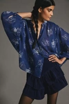 Pilcro Printed Batwing Blouse In Blue