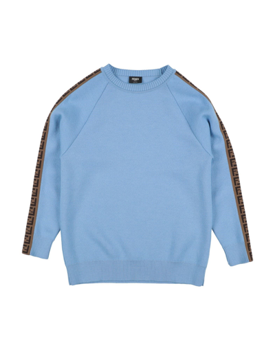 Fendi Kids' Sweaters In Sky Blue
