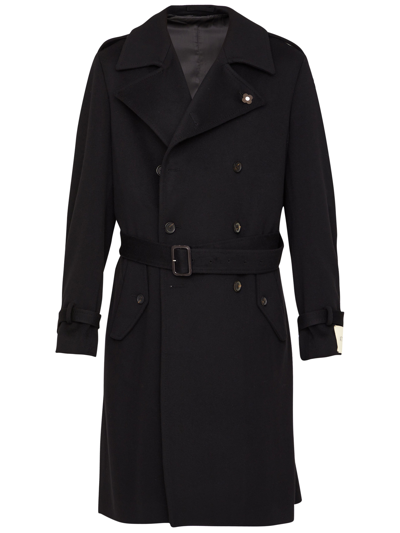 Lardini Black Wool Coat