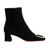 Santoni Suede Mid-heel Boots In Black