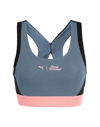 PUMA PUMA PUMA X MAGGIE LOW IMPACT BRA WOMAN TOP SLATE BLUE SIZE L MODAL, POLYESTER, ELASTANE