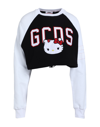 Gcds Hello Kitty Cotton Crop Sweatshirt In Black