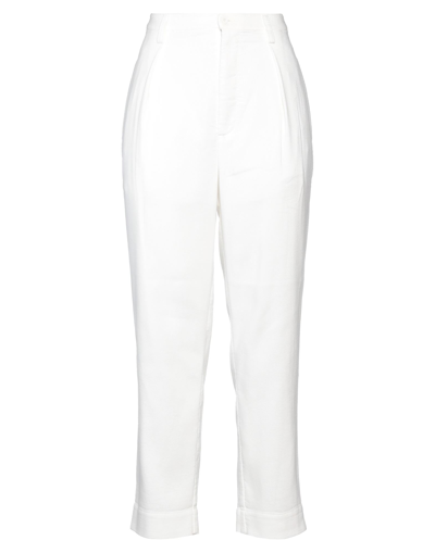 DONDUP DONDUP WOMAN PANTS WHITE SIZE 6 POLYESTER, VISCOSE, ELASTANE