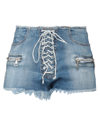 Ben Taverniti Unravel Project Ben Taverniti Frayed Hem Stretch Denim Shorts With Lace-up D In Blue