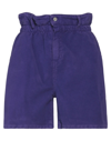 Dixie Woman Shorts & Bermuda Shorts Dark Purple Size S Cotton, Elastane