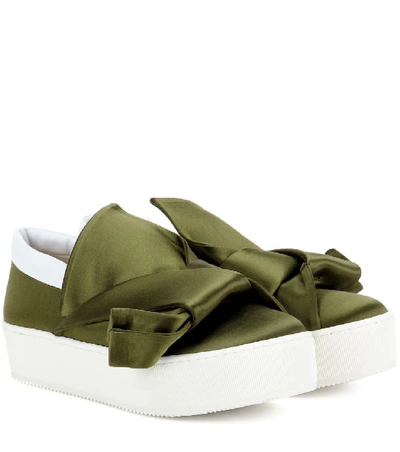 N°21 Satin Trainers In Green