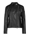 Peuterey Leather Biker Jacket In Black