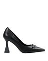 KARL LAGERFELD KARL LAGERFELD DEBUT KL CHAIN COURT WOMAN PUMPS BLACK SIZE 8 BOVINE LEATHER