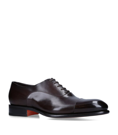 Santoni Leather Carter Oxford Shoes In Brown