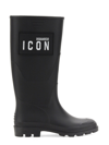 Dsquared2 25mm Icon Tall Rubber Boots In Nero
