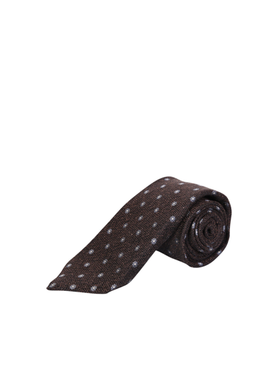 Kiton Embroidery Flowers Tie In Black