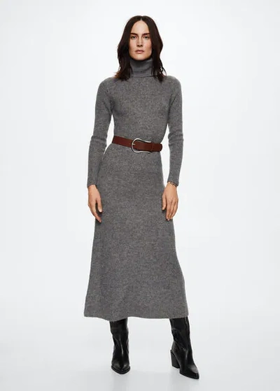mango knitted turtleneck dress Grey Addison