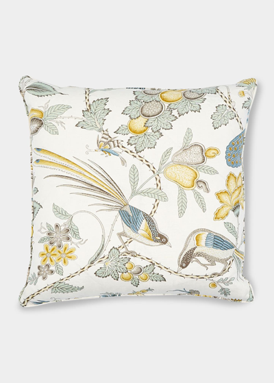 Schumacher Campagne 22" Pillow In Cadet &amp; Citron