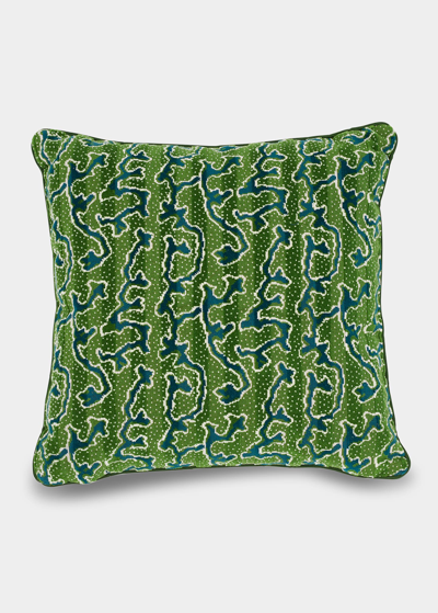 Schumacher Corail Velvet 20" Pillow In Emerald