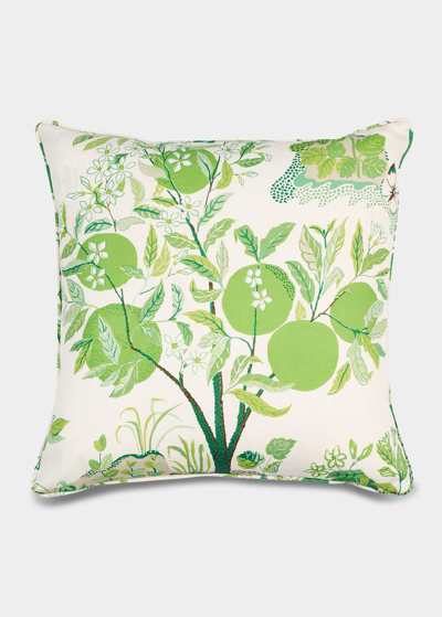 Schumacher Citrus Garden Indoor/outdoor 22" Pillow In Leaf