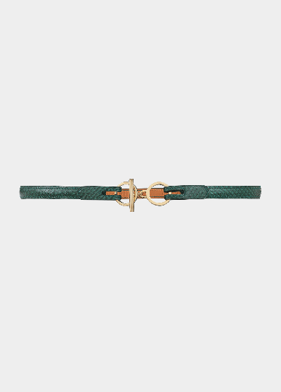 Vaincourt Paris L'attachante Small Leather Belt In Green